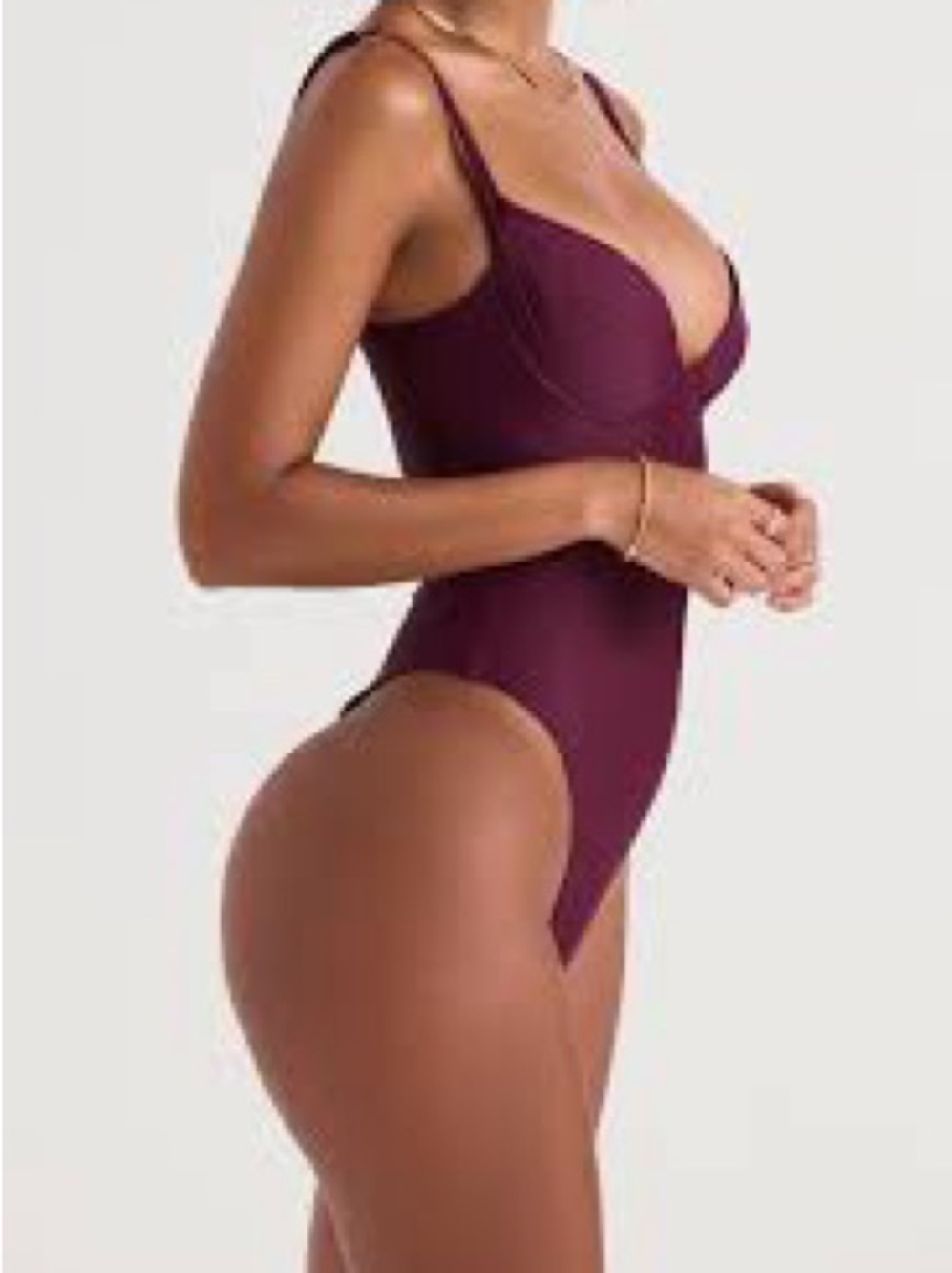 House CB Women’s Plum Bandeau One-Piece Swimsuit with Adjustable Straps